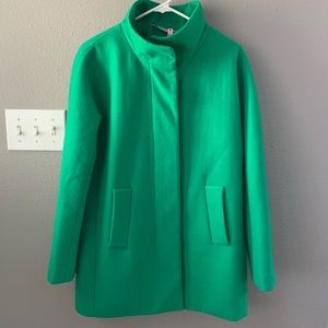 J Crew Factory Green City Coat Wool Blend US 6